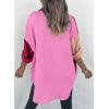 imageDokotoo Womens Color Block Button Down Shirts Long Sleeve Oversized Boyfriend Blouses Tops2 Rose