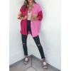 imageDokotoo Womens Color Block Button Down Shirts Long Sleeve Oversized Boyfriend Blouses Tops2 Rose