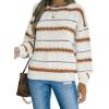 imageDokotoo Womens Color Block Sweaters Long Sleeve Crewneck Pullover Knit Jumper TopsA3 Brown