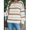 imageDokotoo Womens Color Block Sweaters Long Sleeve Crewneck Pullover Knit Jumper TopsA3 Brown