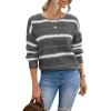 imageDokotoo Womens Color Block Sweaters Long Sleeve Crewneck Pullover Knit Jumper TopsA3 Grey