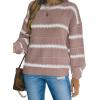 imageDokotoo Womens Color Block Sweaters Long Sleeve Crewneck Pullover Knit Jumper TopsA3 Pink
