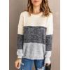 imageDokotoo Womens Color Block Sweaters Long Sleeve Crewneck Pullover Knit Jumper TopsD Gray