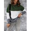 imageDokotoo Womens Color Block Sweaters Long Sleeve Crewneck Pullover Knit Jumper TopsD Green