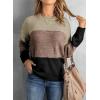 imageDokotoo Womens Color Block Sweaters Long Sleeve Crewneck Pullover Knit Jumper TopsD Offwhite