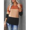 imageDokotoo Womens Color Block Sweaters Long Sleeve Crewneck Pullover Knit Jumper TopsD Orange