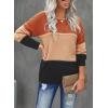 imageDokotoo Womens Color Block Sweaters Long Sleeve Crewneck Pullover Knit Jumper TopsD Orange