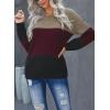 imageDokotoo Womens Color Block Sweaters Long Sleeve Crewneck Pullover Knit Jumper TopsD Red
