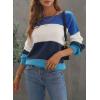 imageDokotoo Womens Color Block Sweaters Long Sleeve Crewneck Pullover Knit Jumper TopsF Blue