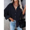 imageDokotoo Womens Corduroy Button Down Shirts Boyfriend Long Sleeve Oversized Blouses Tops1 Blue