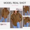 imageDokotoo Womens Corduroy Button Down Shirts Boyfriend Long Sleeve Oversized Blouses Tops1 Brown