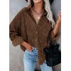 imageDokotoo Womens Corduroy Button Down Shirts Boyfriend Long Sleeve Oversized Blouses Tops1 Dark Brown