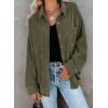 imageDokotoo Womens Corduroy Button Down Shirts Boyfriend Long Sleeve Oversized Blouses Tops1 Dark Green