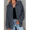 imageDokotoo Womens Corduroy Button Down Shirts Boyfriend Long Sleeve Oversized Blouses Tops1 Dark Grey