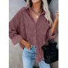 imageDokotoo Womens Corduroy Button Down Shirts Boyfriend Long Sleeve Oversized Blouses Tops1 Dark Pink