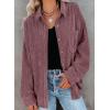 imageDokotoo Womens Corduroy Button Down Shirts Boyfriend Long Sleeve Oversized Blouses Tops1 Dark Pink