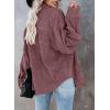 imageDokotoo Womens Corduroy Button Down Shirts Boyfriend Long Sleeve Oversized Blouses Tops1 Dark Pink