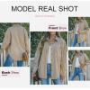imageDokotoo Womens Corduroy Button Down Shirts Boyfriend Long Sleeve Oversized Blouses Tops1 Light Brown