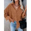 imageDokotoo Womens Corduroy Button Down Shirts Boyfriend Long Sleeve Oversized Blouses Tops1 Orange