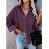 imageDokotoo Womens Corduroy Button Down Shirts Boyfriend Long Sleeve Oversized Blouses Tops1 Purple