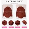 imageDokotoo Womens Corduroy Button Down Shirts Boyfriend Long Sleeve Oversized Blouses Tops1 Red01