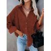 imageDokotoo Womens Corduroy Button Down Shirts Boyfriend Long Sleeve Oversized Blouses Tops1 Red01