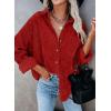 imageDokotoo Womens Corduroy Button Down Shirts Boyfriend Long Sleeve Oversized Blouses Tops1 Red02