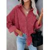 imageDokotoo Womens Corduroy Button Down Shirts Boyfriend Long Sleeve Oversized Blouses Tops1 Rose