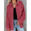 imageDokotoo Womens Corduroy Button Down Shirts Boyfriend Long Sleeve Oversized Blouses Tops1 Rose
