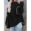 imageDokotoo Womens Corduroy Button Down Shirts Boyfriend Long Sleeve Oversized Blouses Tops1c Black