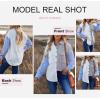 imageDokotoo Womens Corduroy Button Down Shirts Boyfriend Long Sleeve Oversized Blouses TopsC Sky Blue