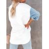 imageDokotoo Womens Corduroy Button Down Shirts Boyfriend Long Sleeve Oversized Blouses TopsC Sky Blue
