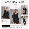 imageDokotoo Womens Dress Long Lantern Sleeve Square Neck Tie Backless Sexy Dress Ruffle Elastic Waist ALine Mini DressA1 Black