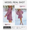 imageDokotoo Womens Dress Long Lantern Sleeve Square Neck Tie Backless Sexy Dress Ruffle Elastic Waist ALine Mini DressPurple