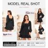 imageDokotoo Womens Dresses Fashion 2025 Long Puff Sleeve Elastic Waist ALine Casual Mini Beach DressBlack