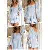 imageDokotoo Womens Dresses Fashion 2025 Long Puff Sleeve Elastic Waist ALine Casual Mini Beach DressBlue