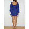 imageDokotoo Womens Dresses Fashion 2025 Long Puff Sleeve Elastic Waist ALine Casual Mini Beach DressDark Blue