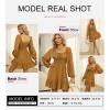 imageDokotoo Womens Dresses Fashion 2025 Long Puff Sleeve Elastic Waist ALine Casual Mini Beach DressKhaki