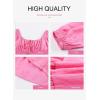imageDokotoo Womens Dresses Fashion 2025 Long Puff Sleeve Elastic Waist ALine Casual Mini Beach DressPink