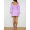 imageDokotoo Womens Dresses Fashion 2025 Long Puff Sleeve Elastic Waist ALine Casual Mini Beach DressPurple
