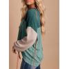 imageDokotoo Womens Fashion 2025 Color Block Long Sleeve Crewneck Knitted Casual Loose Pullover Shirts TopsAblue Green