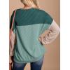 imageDokotoo Womens Fashion 2025 Color Block Long Sleeve Crewneck Knitted Casual Loose Pullover Shirts TopsAblue Green