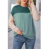 imageDokotoo Womens Fashion 2025 Color Block Long Sleeve Crewneck Knitted Casual Loose Pullover Shirts TopsAblue Green