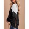 imageDokotoo Womens Fashion 2025 Color Block Long Sleeve Crewneck Knitted Casual Loose Pullover Shirts TopsBlack White