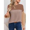 imageDokotoo Womens Fashion 2025 Color Block Long Sleeve Crewneck Knitted Casual Loose Pullover Shirts TopsCamel