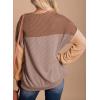 imageDokotoo Womens Fashion 2025 Color Block Long Sleeve Crewneck Knitted Casual Loose Pullover Shirts TopsCamel