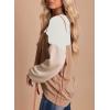 imageDokotoo Womens Fashion 2025 Color Block Long Sleeve Crewneck Knitted Casual Loose Pullover Shirts TopsChestnut