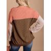 imageDokotoo Womens Fashion 2025 Color Block Long Sleeve Crewneck Knitted Casual Loose Pullover Shirts TopsCoffee