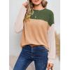 imageDokotoo Womens Fashion 2025 Color Block Long Sleeve Crewneck Knitted Casual Loose Pullover Shirts TopsGreen