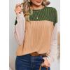 imageDokotoo Womens Fashion 2025 Color Block Long Sleeve Crewneck Knitted Casual Loose Pullover Shirts TopsGreen